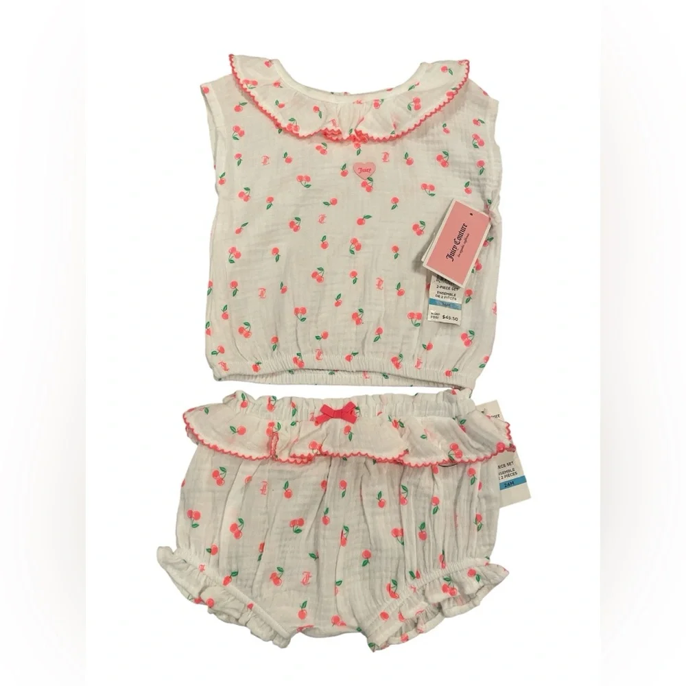Juicy Couture Ruffle Trim Cherry Matching Set Girls Size 24M